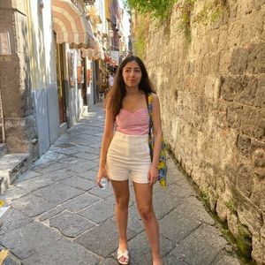 White High Waisted Shorts